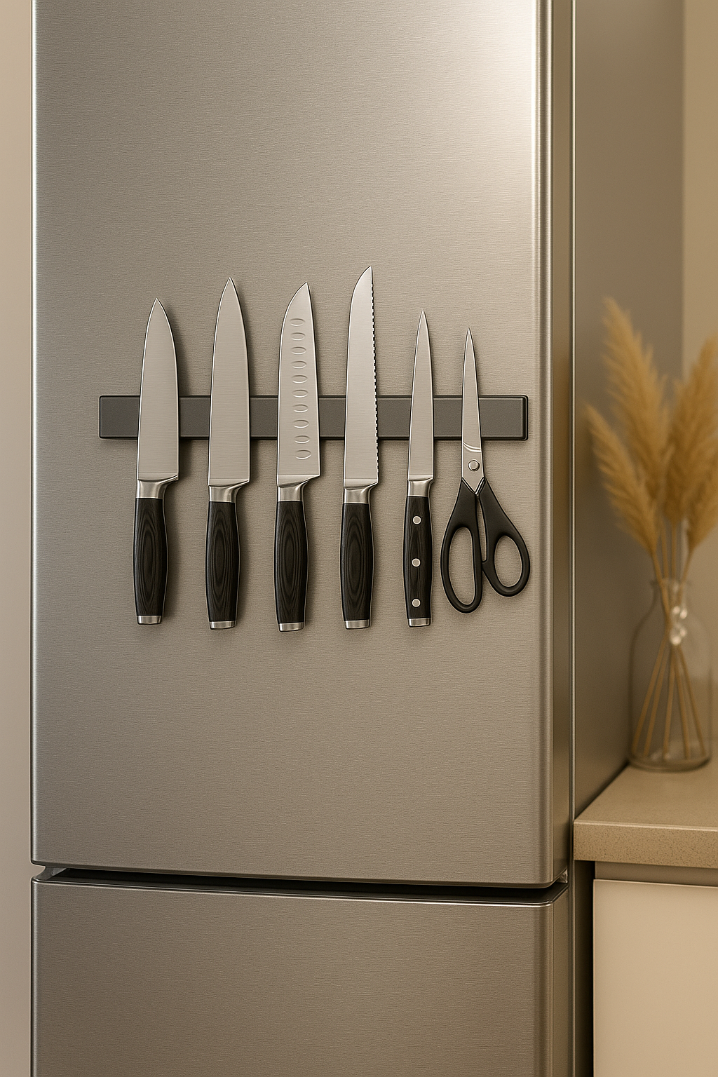 Gunmetal Magnetic Knife Holder 16″ – No-Drill Stainless Steel for Wall or Fridge (Exclusive Color)