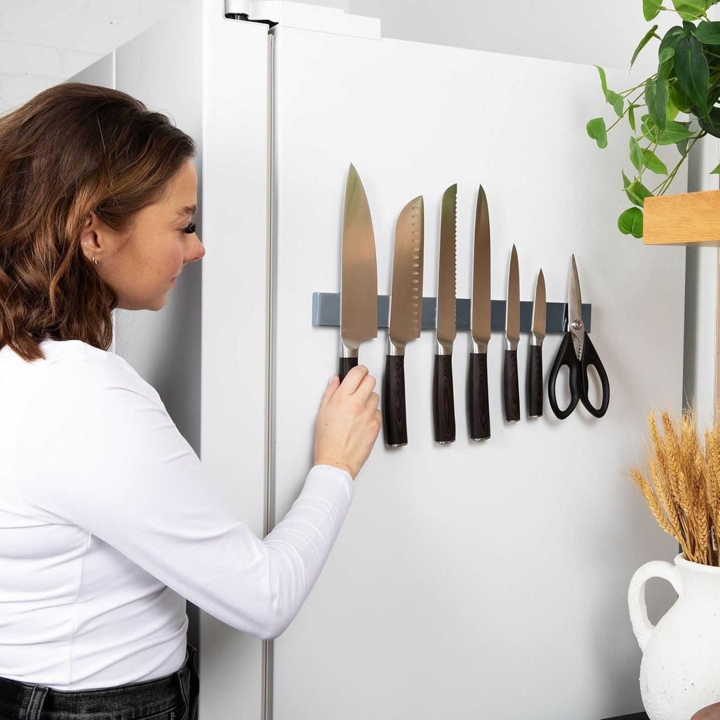 Gunmetal Magnetic Knife Holder 16″ – No-Drill Stainless Steel for Wall or Fridge (Exclusive Color)