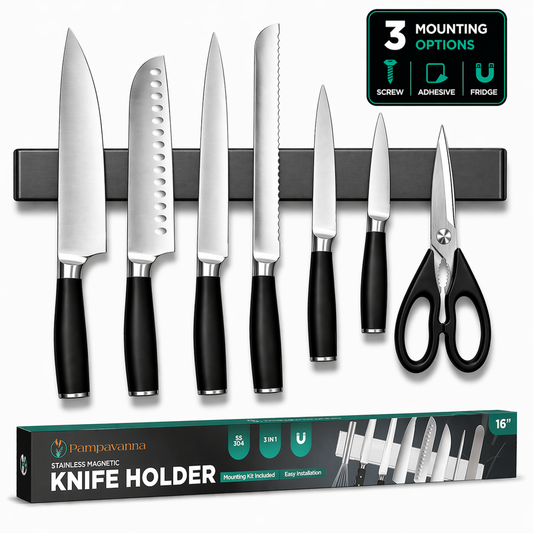 Gunmetal Magnetic Knife Holder 16″ – No-Drill Stainless Steel for Wall or Fridge (Exclusive Color)