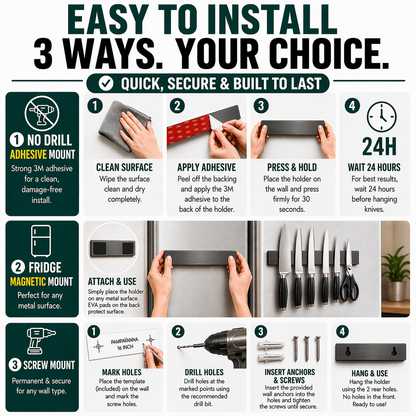 Gunmetal Magnetic Knife Holder 16″ – No-Drill Stainless Steel for Wall or Fridge (Exclusive Color)