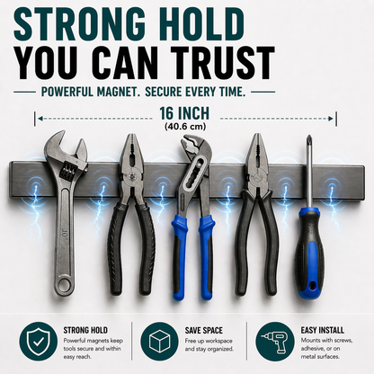 Gunmetal Magnetic Knife Holder 16″ – No-Drill Stainless Steel for Wall or Fridge (Exclusive Color)