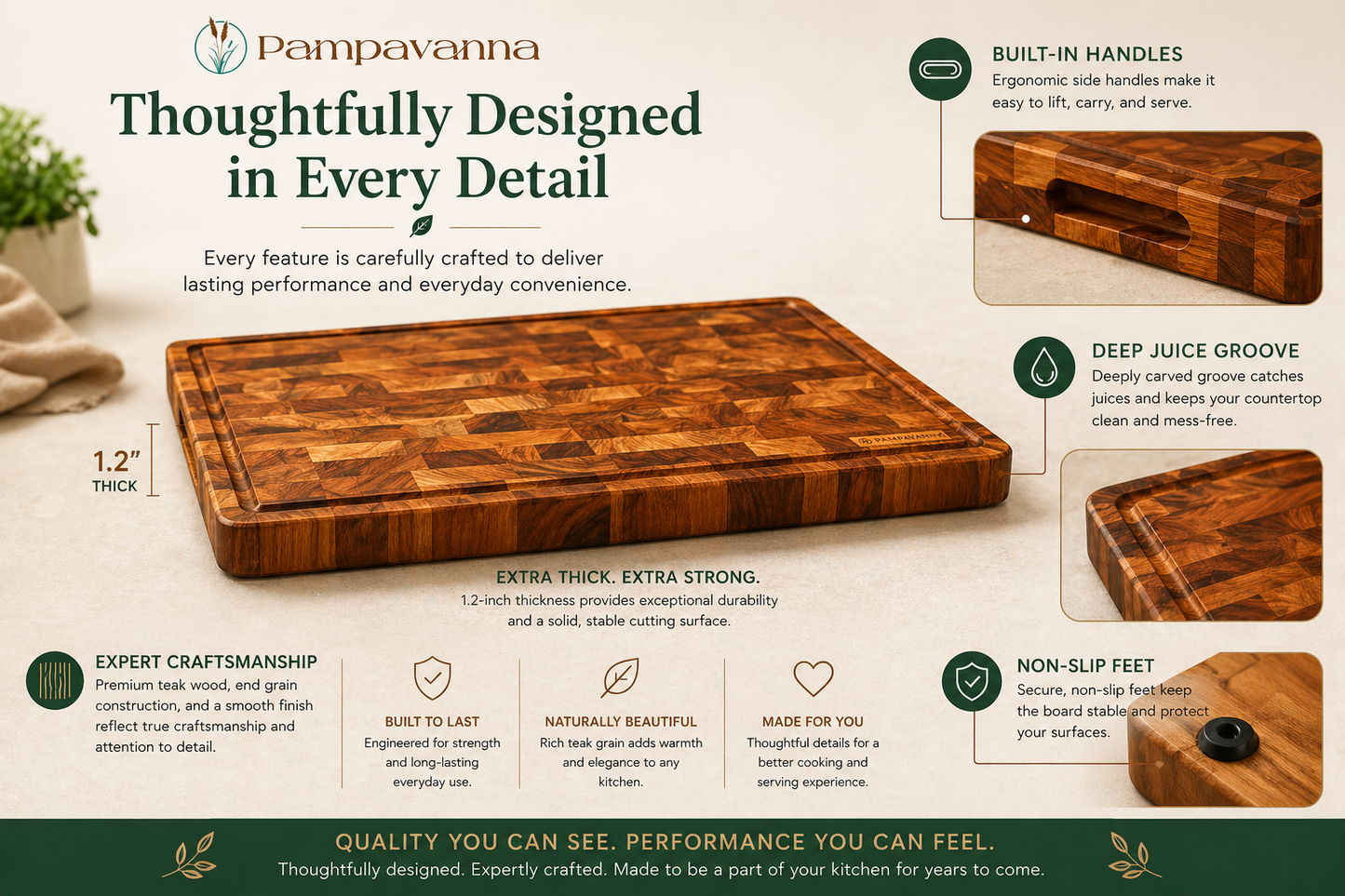 Pampavanna Teak End Grain Cutting Board