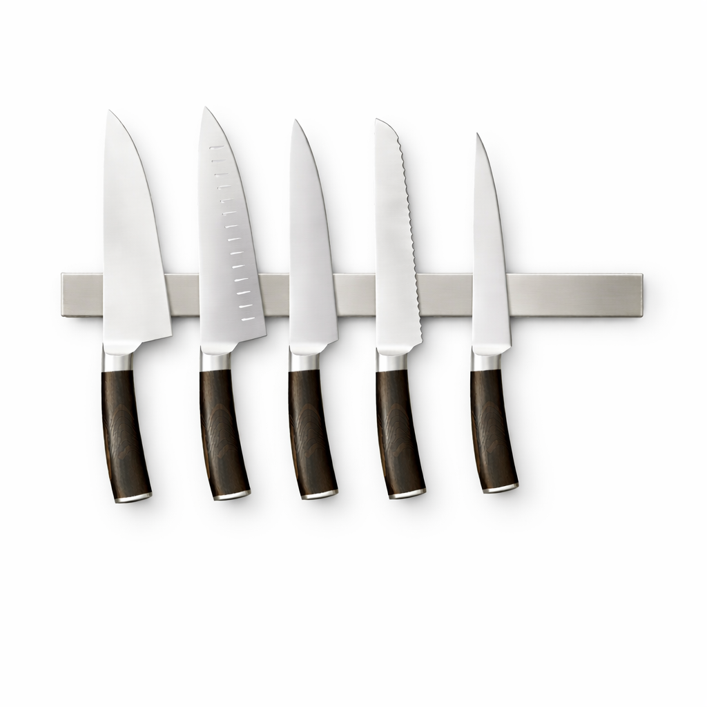 Magnetic Knife Holder 16″ – No-Drill Stainless Steel for Wall or Fridge