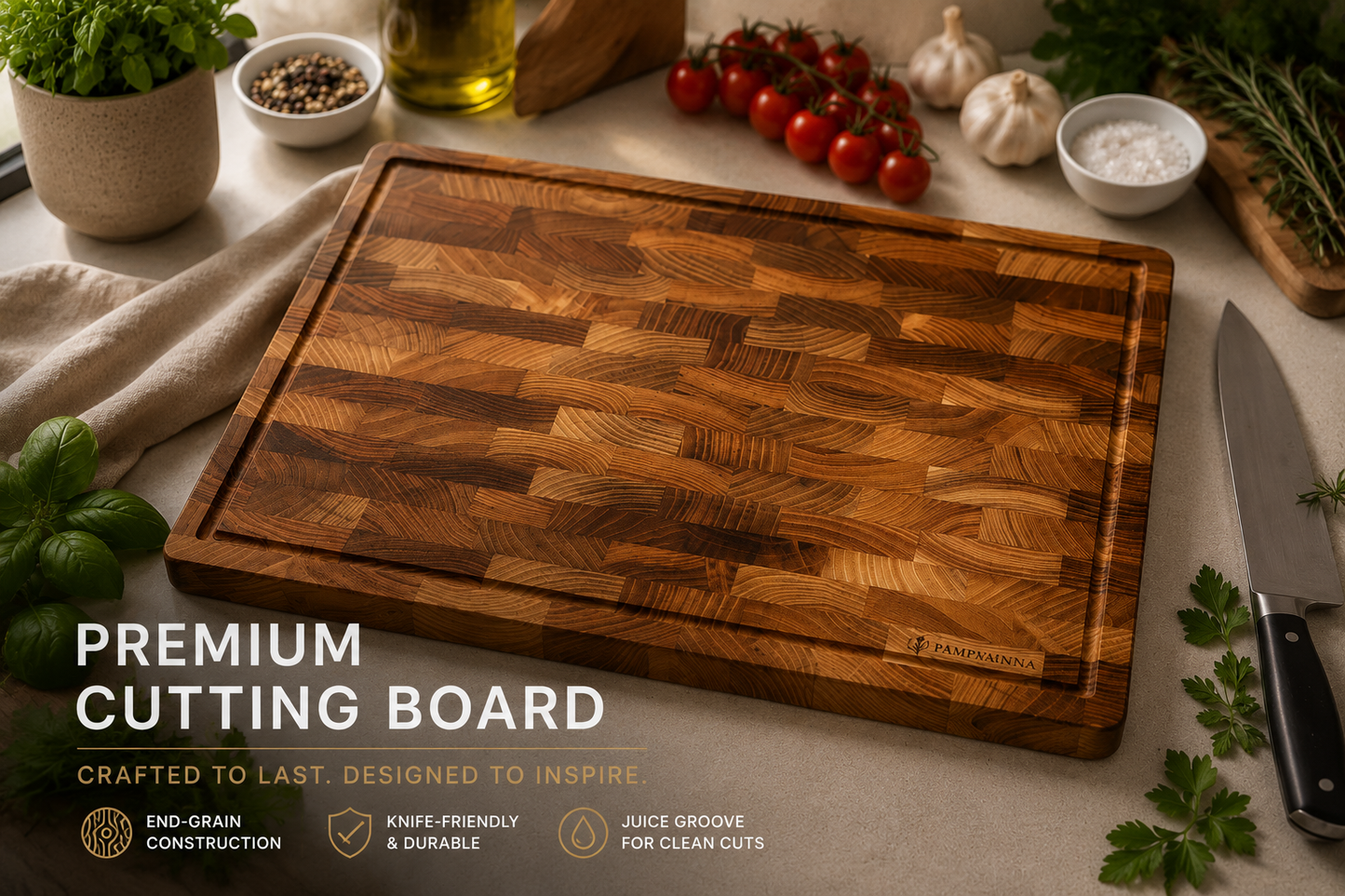 Pampavanna Teak End Grain Cutting Board