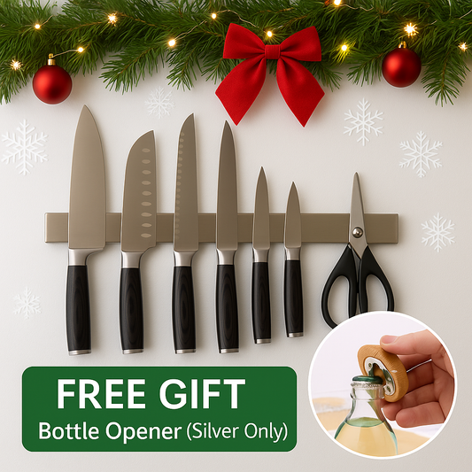 Magnetic Knife Holder 16″ – No-Drill Stainless Steel for Wall or Fridge