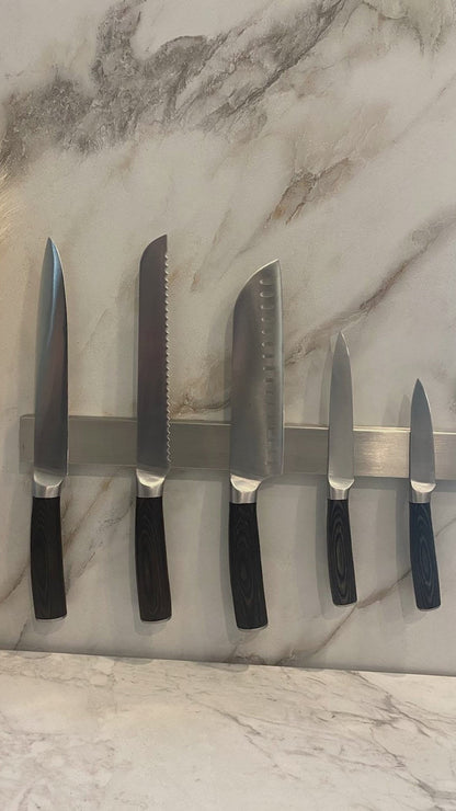 Black 16" Magnetic Knife Holder – Wall & Fridge, No-Drill